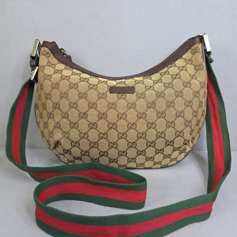 Gucci Cream and Brown Shoulder Bag with Iconic Design